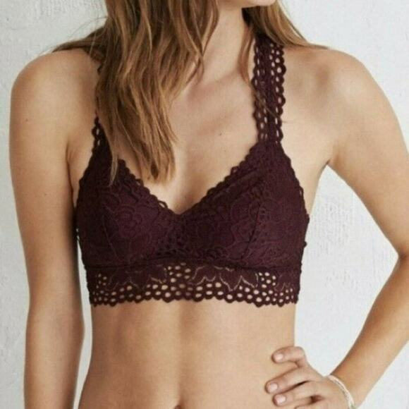Aerie Women Made to Layer Bra Lace Floral Racerback Purple Bralette Boho Size XS - Picture 2 of 4